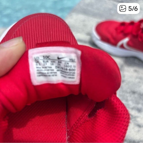 Nike Kids Red and White Sneakers - Picture 5 of 6